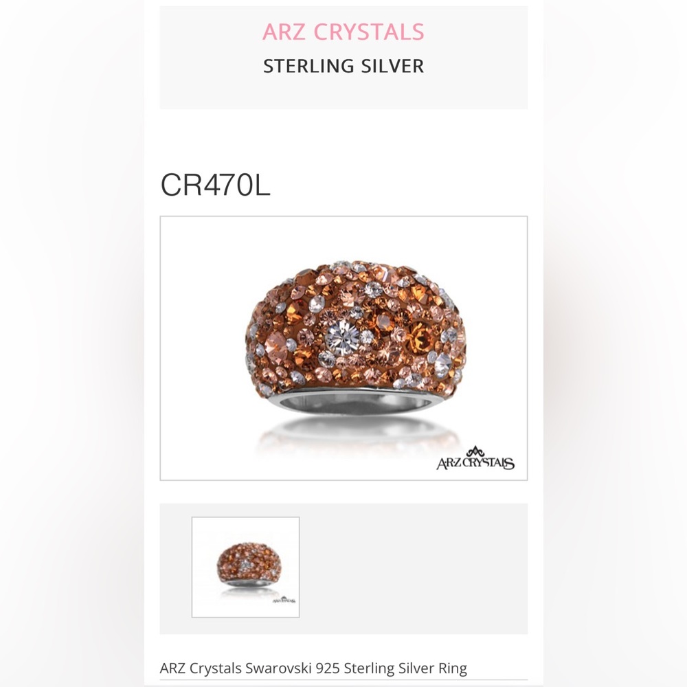 ARZ Crystals Sterling Silver Ring w/ Swarovski Crystals